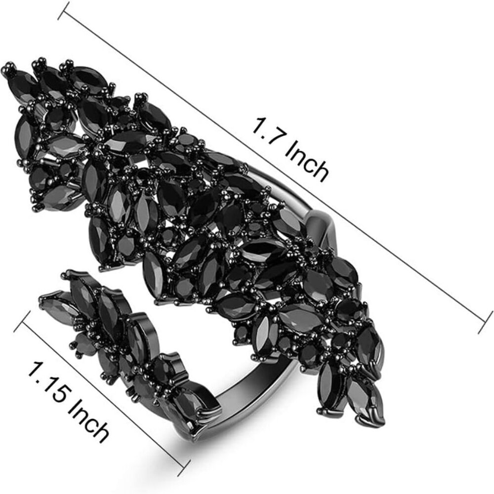 Black Rhinestone Cocktail Statement Ring For Wome… - image 4